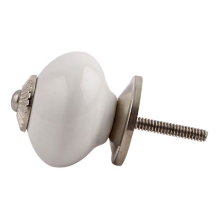 White Silver Fitting Ceramic Dresser Knob